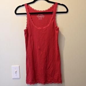 Arizona Jean Company Women's Pink Lace Ribbed Tank Top Y2k Genz Penny 2000s L